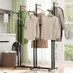 Black Clothes Rack with 6 Straight Arms, Metal Clothing Rack for Hanging Clothes, Freestanding Garment Rack Heavy Duty, 46" to 63" Adjustable Height Retail Clothing Rack for Boutiques Display