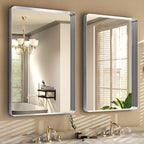 Silver Bathroom Mirror for Wall, 30x22 Inch Rectangular Aluminum Alloy Framed Mirror, Modern Wall Mounted Vanity Mirror for Bathroom, Vertical or Horizontal