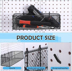 Hicarer 8 Pack Pegboard Baskets and Peg Board Racks Set, Pegboard Hooks, Square Style Wire Shelf Baskets, for Organize Tools, Workbench, Accessories, Garage Storage, Wall Organizer Attachments (Black)