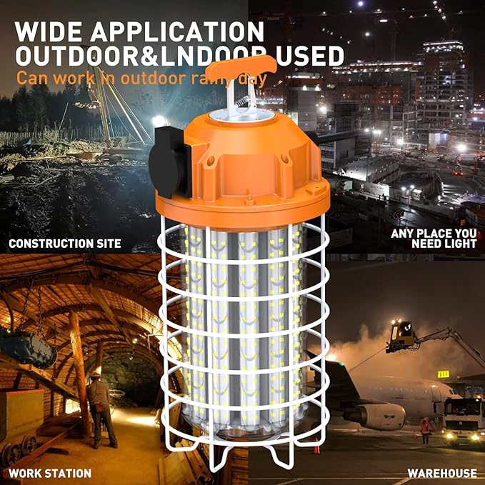 NS 150W High Bay Temporary LED Work Light 23550Lm 5000K Daylight White with Indoor and Outdoor Hook Portable Hanging Lighting for Construction Job Site¡­