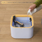 True & Tidy® TrueClean Mop and Bucket System Plus with New Easy Lift Inner Bucket, Self Wringing, Separates Clean from Dirty Water, Folding Mop Head, Dual Brush System, 6-pc Machine Washable Pads