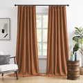 DUALIFE Pinch Pleatd Blackout Curtains 105 Inches Long, Boho Linen Rustic Copper Color Retro Room Darkening Privacy Curtains Drapes with Hooks for Living Room Bedroom 2 Panels Terra Cotta Rust 50x105