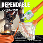 3ft Outdoor/Indoor Extension Cord 3-Outlet 12/3 Gauge Extra Heavy Duty ETL Listed, 3 Prong SJTW, Waterproof, Flexible Cold-Resistant Long Power Cord,15A 125V 1875W, Orange by LifeSupplyUSA