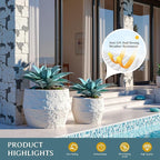 Fake Plants Artificial Agave Plants 13.8" Large UV Resistant Fake Agave Planters for Indoor and Outdoor Decorating Tropical Plant Succulents Greenery Indoor Decor (Blue) 2Pack