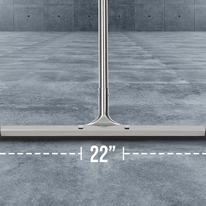 Floor Squeegee Scrubber 55inch Long Stainless Steel Handle with 22inch Wide Silicon Rubber Blade - Perfect Squeegee Broom for Floor Washing and Drying Shower Glass, Marble, Wood Surfaces