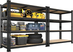 PrimeZone 40" W x 20" D x 59" H Heavy Duty Storage Shelves, 4 Tier Adjustable Garage Shelving Unit, Metal Organizer Shelf Utility Rack for Warehouse Pantry Closet Kitchen, Black, 2 Pack