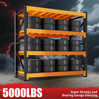 5000LBS Garage Shelving 59" W Garage Shelving Heavy Duty 4-Tier Metal Storage Shelves Adjustable Shelf Unit Storage Rack for Basement Supermarket Warehouse 59" W x 20" D x 78" H Black-Orange