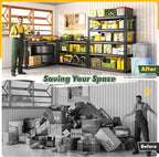 60.1" H Garage Storage Shelves 1990LBS Storage Shelves, 5 Tier Adjustable Metal Shelving, Garage Shelving for Storage, Basement, Warehouse, Pantry, Kitchen, 27.5" W x 11.9" D x 60.1" H, Black