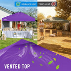 CROWN SHADES 10x10 Pop Up Canopy with 1 Side Wall - Beach Tent with One Push Setup - Outdoor Sun Shade for Events, Parties, Camping - Gazebo with STO-N-Go Cover Bag (Purple)