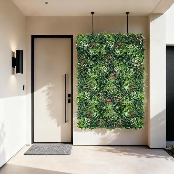12PCS Grass Wall Panels, 20"x20" Artificial Ivy Greenery Wall Backdrop, UV-Anti Faux Boxwood Grass Panels Green Wall Decor for Garden Patio Balcony