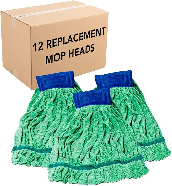Arkwright Microfiber Tube Mop Head Replacement - (Bulk Case of 12) Heavy Duty, Lint Free, Super Absorbent & Bleach-Safe, Janitorial Essential for Commercial & Industrial Floor Cleaning, 14 oz, Green