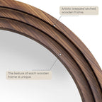 Arched Full Length Floor Mirror 63"x21", Triple-Layer Solid Wood Frame, Rustic Farmhouse Full Body Mirror with Stand for Bedroom, Entryway & Living Room, Walnut Finish
