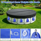 12 Pack Pool Cover Weights with Hooks, Thick PVC Leakproof Swimming Pool Cover Hanging Bags, Antifreezing Winter Tarp Weights Bag for Above Ground Pool Cover