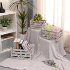 Storage Crate Nesting Wooden Crates with Handles,Set of 3 Rustic Farmhouse Decorative Wood Baskets for Storage,Display,Decor Boxes,(Large,Medium,Small)