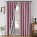 Joydeco Pinch Pleated Curtains - 100% Blackout for Bedroom, Pink Linen Curtains 40" W x 108" L, Thermal Insulated 2 Panels Light Blocking Drapes, Back Tabs for Living Room