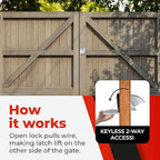Gate Lock XLS – Secure Keyless Fence Lock and Latch with 2-Way Access – Strong Durable System for Theft Prevention and Home Security, Easy Installation on Wood or Vinyl Gates/Fences (XLS – 1-Pack)