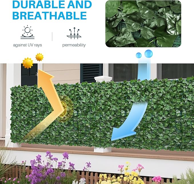 Patio Paradise 6'x14'-7Pc Faux Ivy Fence Privacy Screen Artificial Greenery Wall Backdrop,Fake Grass Wall Panels for Outside Apartment Balcony,Vine Leaf Decor for Outdoor Patio Chain Link