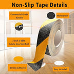 Anti Slip Tape Black/Yellow 2 inch x 66 ft, Non-Slip Strips Non Skid Safety Tape for Outdoor/Indoor Steps, Stairs, Traction Tread Staircases, Boats