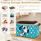 Storage Bin with Handles, Blue-Spotted Dog Cute Animal Collapsible Laundry Baskets for Books, Laundry - Use in Nursery, Closet Organizers and Storage, Blanket Basket