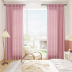 Linen Look Rose Curtains 84 Inch Long 2 Panel Set with Back Tab Rod Pocket Light Filtering Privacy Semi Sheer Textured for Neutral Farmhouse Style Bedroom and Living Room 52x84
