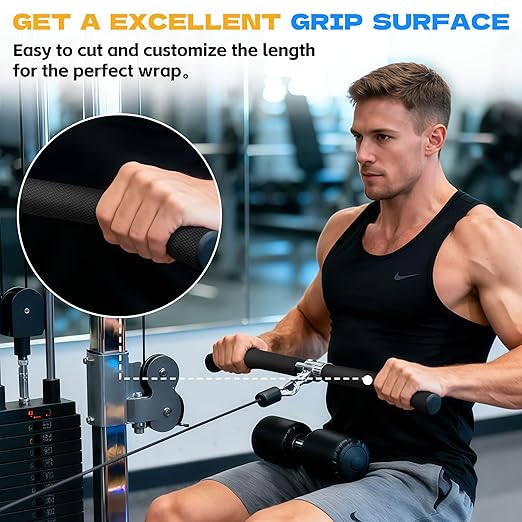 Rubber Grip Tape, 4 in x 12 Ft Black Ultra-Thin Strong Adhesive Non-Slip Tape, Anti-Slip Grip Tape for Handles, Waterproof Heat Resistant Cushion Grip, Comfortable in Hands