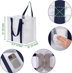 VENO 4 Pack Reusable Grocery Bags, Heavy-Duty Shopping Bags with Handles, Bags for Shopping Cart with Hard Bottom to Stand Upright, Foldable, Multi-Purpose(Clear, 4 Pack)