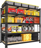 PrimeZone Heavy Duty Garage Storage Shelves - 48" W X 24" D X 72" H Adjustable Metal Shelving Unit, 5 Tier Industrial Shelves for Storage Standing Utility Rack for Warehouse, Pantry, Basement, Black