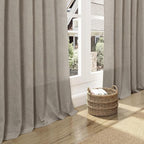 Nanspring Grey Beige Linen Curtains 96 Inches Long for Living Room Simple Modern Luxury Light Filtering Semi Sheer Curtain Back Tab Flax Boho Neutral Gray Drapes for Bedroom Office 52x96, 2 Panels
