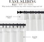 White Curtains 70 Inch Wide by 84 Long for 72 in Width Window,2 Panels Linen Cotton Back Tab Hooks Pleated Light Filtering Semi Privacy Extra Wide Sheer Curtains for Bedroom Living Room,70x84 Length