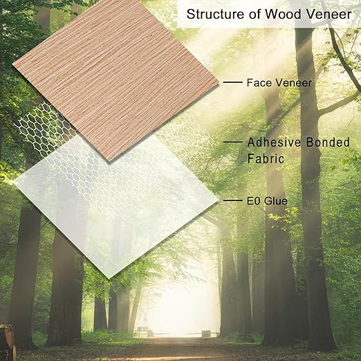 GSCIT Club 12 PCS Red Oak Wood Veneer, 12 inch x 12 inch Wood Edge Banding Pre-glued Flexible, Veneer Tape Banding for Cabinet Repair Furniture Restoration