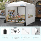 10X10 Pop Up Canopy Tent with 3 Sidewalls,Easy Up Canopy,Commercial Instant Shelter,Heavy Duty One Person Set Up Event Tent,White