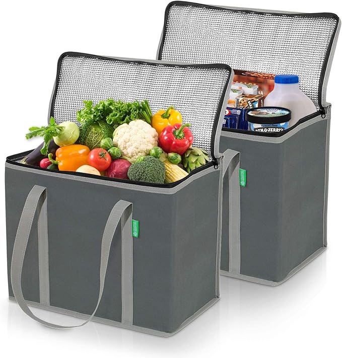 Creative Green Life Ultimate Shopping Bag 5-Pack – Reusable Grocery Box Bags (3) – Insulated Grocery Bags (2) – Premium Quality, Heavy Duty Tote Bag Set