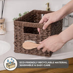 GRANNY SAYS Wicker Storage Baskets for Shelves, Wicker Baskets for Organizing, Waterproof Woven Basket for Pantry, Rectangle Basket for Shlef, Brown, 2-Pack