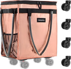 (Large) Fanwoli Reusable Grocery Bag on Wheels with Upgraded Wrinkle-Resistant Fabric | Enhanced Stability Wheels & Extended Handle | Foldable Shopping Trolley for Laundry, Carries Up to 130 L