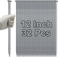 VVOKGO 12 Inch Rebar Stakes Metal Asphalt Anchoring Spikes Ground (32pcs), 1/2 Inch Diameter Galvanized Landscape Anchors Heavy Duty for Speed Bump, Handicap Threshold Ramps, Parking Limits Curb, Tarp