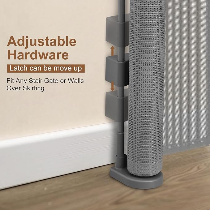200 inch Retractable Baby Gates 37 inch Tall, Retractable Gate with Reinforced Strip Design to Prevent Crawling Through, 16 FT Outdoor Retractable Gates, Extra Wide Retractable Gate for Garage