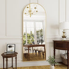 Full Length Mirror Arched Floor Length Mirrors, 71"x26" Large Full Body & with Stand&Arch Wall Mounted &Standing Mirror for Bedroom Living Room, Aluminum Frame, Gold