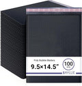 Black 9.5x14.5 Inch Poly Bubble Mailers #4 | Self Seal Large Padded Envelopes | Air Cushioned Bubble Mailer | Usable Size 9.5x13 Inch | Waterproof Lightweight Mailing Shipping Bags | 100 Pack Bulk