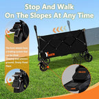 Collapsible Wagon Cart with Wheels Foldable, Folding Wagons Carts with All Terrain Wheels, Large Grocery Cart On Wheels, Heavy Duty Utility Wagon for Shopping Beach Sports Fishing Camping, 130L, Black
