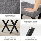 18-Inch Vanity Stool Chair, Vanity Bench with Metal X-Legs, Ottoman Accent Stool with Breathable and Soft Boucle Fabric Saddle Seat, Grey