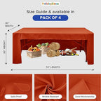HolidayIdeas 4 Pack 3-Sided Christmas Fitted Tablecloth for 6ft Tables, Open Back Rust Table Cover for Vendor Booth Display, Craft Fair, Trade Show, Allows Seating & Easy Access Storage