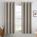 MIULEE Linen Texture Curtains for Bedroom Solid 100% Blackout Thermal Insulated Linen Curtains Grommet Room Darkening Drapes for Living Room Nursery 52x54 Inch (2 Panels)