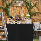 HolidayIdeas 2 Pack Square Fitted Table Covers - 34 x 34 Inch - Black Fabric Table Clothes Washable Tablecloth Protectors for Parties, Holiday Dinner, Trade Show, Vendor Stand