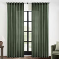 XTMYI Back Tab/Hook Belt Linen Cotton Sheer Curtains for Bedroom Living Room,70 Inch Wide,90 Inch Length 2 Panels,Olive Green