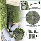 SunnyRoyal 36" Wx36 Hx12 D Artificial Boxwood Hedge Wall for Indoor and Outdoor Lifelike Greenery Privacy Fence for Patio Balcony Office Garden Party(Green with White Flower)