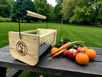 Personalzied Harvest Garden Basket, Handmade Solid Wood Construction with Rotatable Handle, Wire Mesh Design, 16x9x7 Inches, Multi-Purpose Vegetable and Fruit Harvesting Hod Custom Name