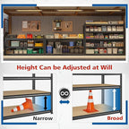 59.8"W Garage Shelving 72"H Storage Shelves 2750LBS Metal Shelving Heavy Duty Garage Shelves Adjustable 5 Tier Metal Shelf for Basement Warehouse Pantry Supermarket 59.8"W x 24"D x 72"H