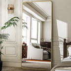 HARRITPURE 71"x32" Large Full Length Mirror - Rectangular Gold Aluminum Frame Floor Mirror with Stand for Bedroom, Living Room, Cloakroom, Full Body Reflection