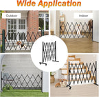 SMONTER Expandable Barricade Gate, 82" Metal Safety Barrier Gate with Casters, Accordion Garden Yard Fence Portable Dog Gates with Latch Indoor Outdoor