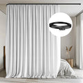 Room Divider Curtains with Flexible Ceiling Tracks Set,Blackout Curtain Ceiling Mount Curtain Track Privacy Room Dividers Ceiling Track Curtain Rod(White Drape & Black Rail W 8.3 × H 7 FT)